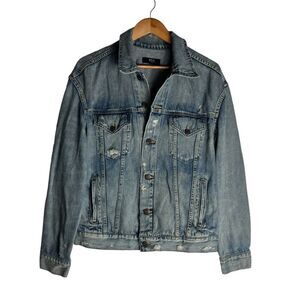 Able Distressed Merly Denim Jacket Buttoned Womens XL Jean